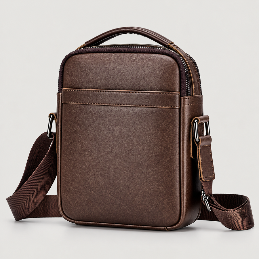EKROZ dark brown leather crossbody messenger bag
