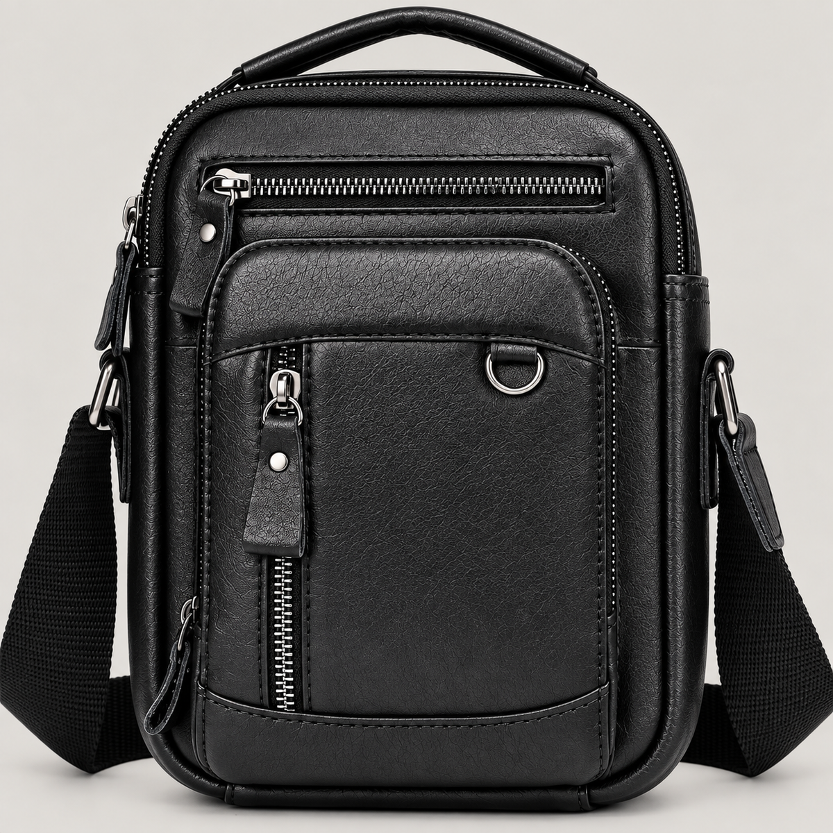 EKROZ black leather crossbody messenger bag