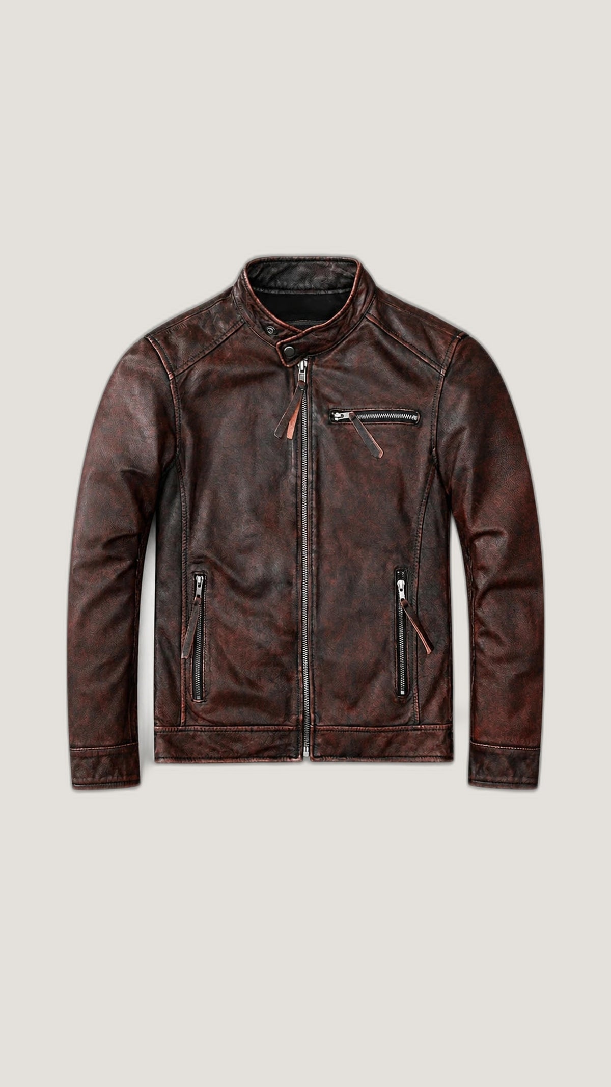 Oxblood Café Racer Jacket — 100% Genuine Leather