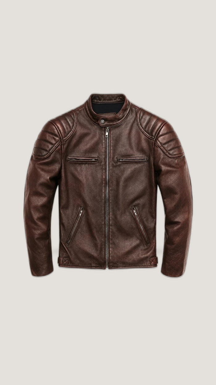 Vintage Brown Biker Jacket — 100% Genuine Leather
