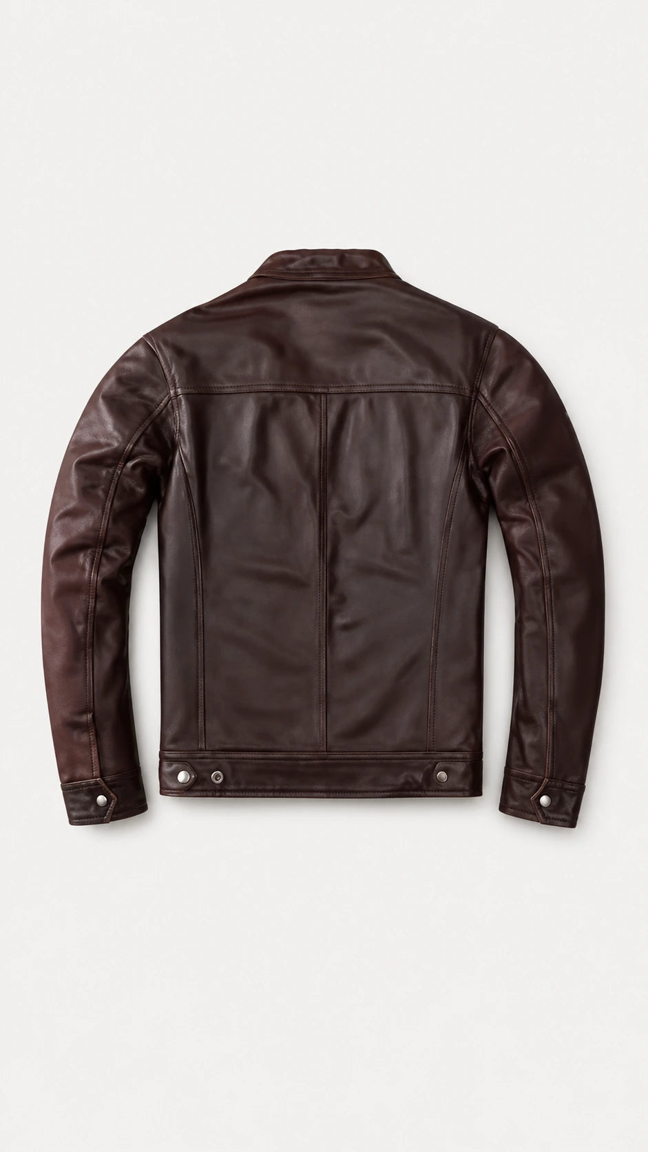 Back view of the oxblood cafe racer leather jacket